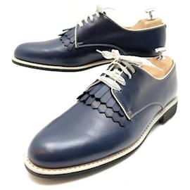 Paraboot-NEW PARABOOT DERBY QUARTZ SHOES 7.5 41.5 NAVY BLUE LEATHER BOX SHOES-Navy blue