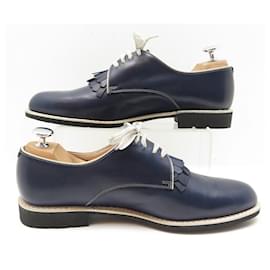 Paraboot-NEW PARABOOT DERBY QUARTZ SHOES 7.5 41.5 NAVY BLUE LEATHER BOX SHOES-Navy blue