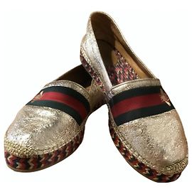 Espadrillas Gucci in pelle rosso e oro 37 Rosso D'oro