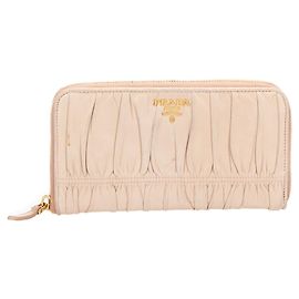 Prada Pink Nappa Gaufre Zip Around Long Wallet Pink
