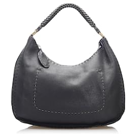 Fendi-Fendi Sac à bandoulière en cuir Selleria noir-Noir