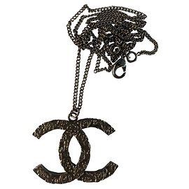 Chanel CC B12P Kamelie-Ruthenium-Halskette Schwarz