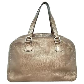 Fendi-Sac à main Fendi en cuir marron Selleria-Marron