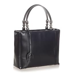 Dior-Dior Black Malice Pearl Leather Handbag-Black