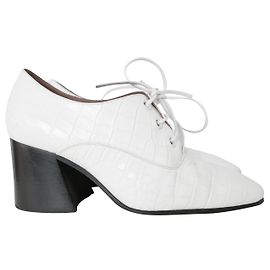 Céline Resort 2015 Chaussures en cuir croco blanches Blanc