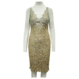 Jenny Packham-Elegant Gold Dress with Sequins-Golden,Metallic