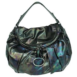 Gucci Holographic Patent Leather Hobo Bag Black