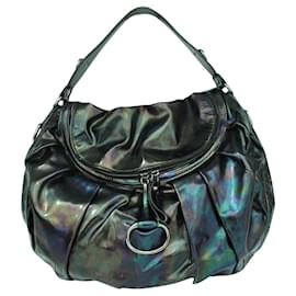 Gucci-Holographic Patent Leather Hobo Bag-Black