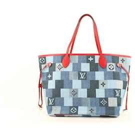 Louis Vuitton-Denim Patchwork Neverfull MM Tote Bag 1LVA727-Other
