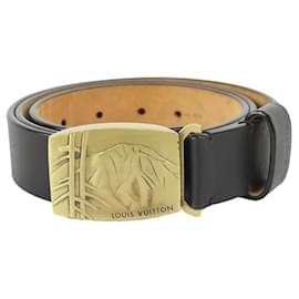 Louis Vuitton-ampla 40/100 Cinturão de montanha japonês preto x dourado-Outro