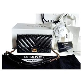 Chanel, Sac banane 2.55 Noir brillant. Noir