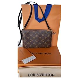 Louis Vuitton-Bolsa zip forrada com monograma-Caramelo