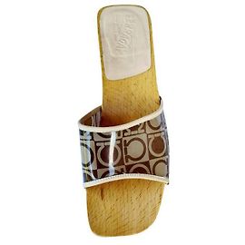 Mules Salvatore Ferragamo Beige Monogramme Bois Beige