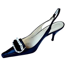 Apostrophe Navy Blue Lambskin Flared Pumps 37.5 Navy blue