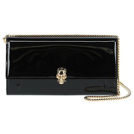 Alexander Mcqueen Cartera de cadena de piel con detalle de calavera Negro