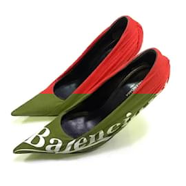 Balenciaga-BALENCIAGA Balenciaga Sales Logo Print Stiletto Pumps Red Ladies Size 35 Used Free shipping including tax [Y]-Red