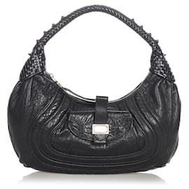 Fendi-Fendi Black Spy Leather Handbag-Black