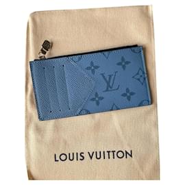 Louis Vuitton-Tarjetero y monedero en denim Taïgarama de coleccionista de Louis Vuitton-Azul