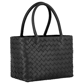 Bottega Veneta-Borsa tote piccola in pelle Intercciato-Nero