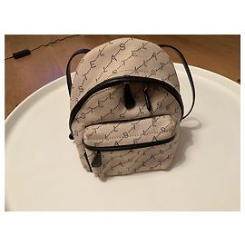 Stella Mc Cartney Mochila Stella McCartney Brown Monogram Canvas Marrom Preto Bege