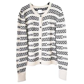 Chanel-Logo&Chains Cardigan-Cream