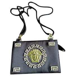 Borsa Gianni Versace in seta nera Nero