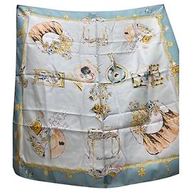 Sciarpa vintage sublime Karl Lagerfeld Bianco Turchese