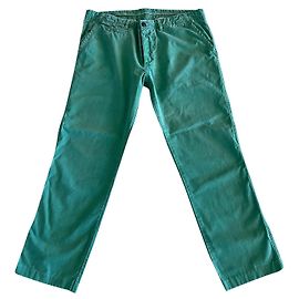 Massimo Dutti Calças de algodão verde menta com grama macia de algodão e linho T.50 Verde