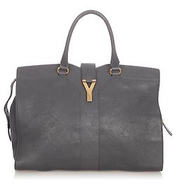 Yves Saint Laurent YSL Cinza Cabas Chyc Couro Satchel Cinza Cinza antracite