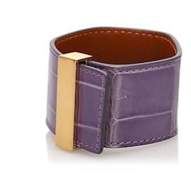 Céline-Celine Purple Leather Cuff-Golden,Purple
