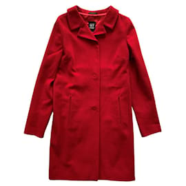 Gianfranco Ferre Vintage-Abrigo de lana rojo vintage-Roja