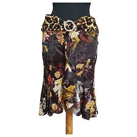 Saia midi Just Cavalli estampa de leopardo Multicor Estampa de leopardo