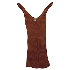 Louis Vuitton Top de Seda Marrón Castaño