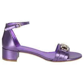 Salvatore Ferragamo Como Gancini Metallic-Sandalen Lila