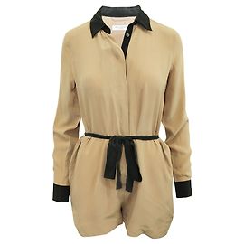Equipment Light Brown Silk Playsuit with Belt Brown