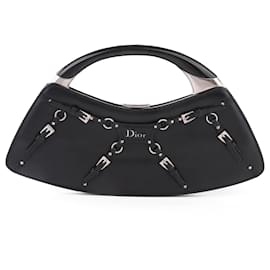 Christian Dior-Christian Dior Black Leather Bondage Clutch-Preto