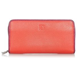 Loewe Orange Amazona Zip Around Leather Long Wallet Red Orange Dark red
