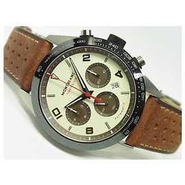 MONTBLANC Timewalker cronógrafo mostrador de marfim 1500 Lot Limited Mens Prata