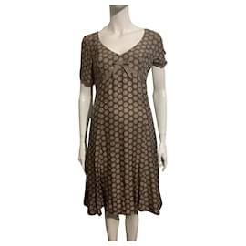 Joseph-Taupe silk dress with dots-Taupe,Light brown