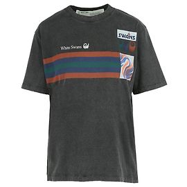 Off White T-shirt in cotone con grafica cigno Nero