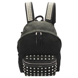 Yves Saint Laurent YSL Black City Studded Canvas Backpack Black
