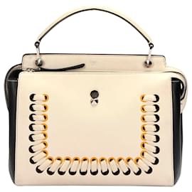 Fendi-Fendi Brown DotCom Whipstitch Leather Satchel-Brown,Multiple colors,Beige