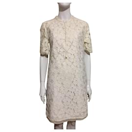 Diane Von Furstenberg Vestido de renda DvF Warner Branco Cru