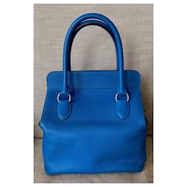 Hermès-Werkzeugkasten 20 Blaue Hydra Evercolor Palladium-Hardware-Blau
