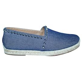 Christian Louboutin-Denim Espadrilles with Silver Studs-Other