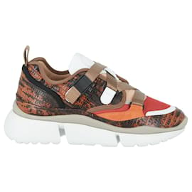 Chloé-Sonnie Leather Low-Top Sneakers-Other,Python print