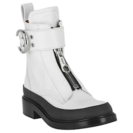 Chloé-Chloé Roy Leather Ankle Boots-White