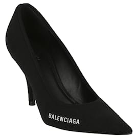 Balenciaga-Knit Knife Point Heels-Black