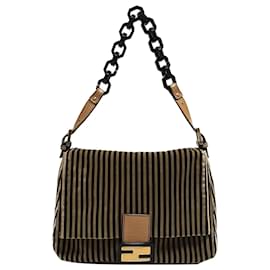 Fendi-Sac à bandoulière en velours Mamma Forever marron à paillettes Fendi-Marron,Noir