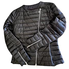 Moncler-Moncler Palomete Leather Down Jacket-Black